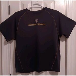 NFL Equipment Pittsburgh Steelers Shirt Mens Large Black Gold Reebok Play Dry
